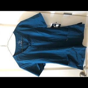 Cherokee Infinity Caribbean Blue Scrub Top